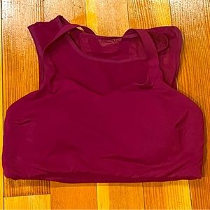 Athleta Mesh Crop Magenta Purple Double Layer Sports Bra